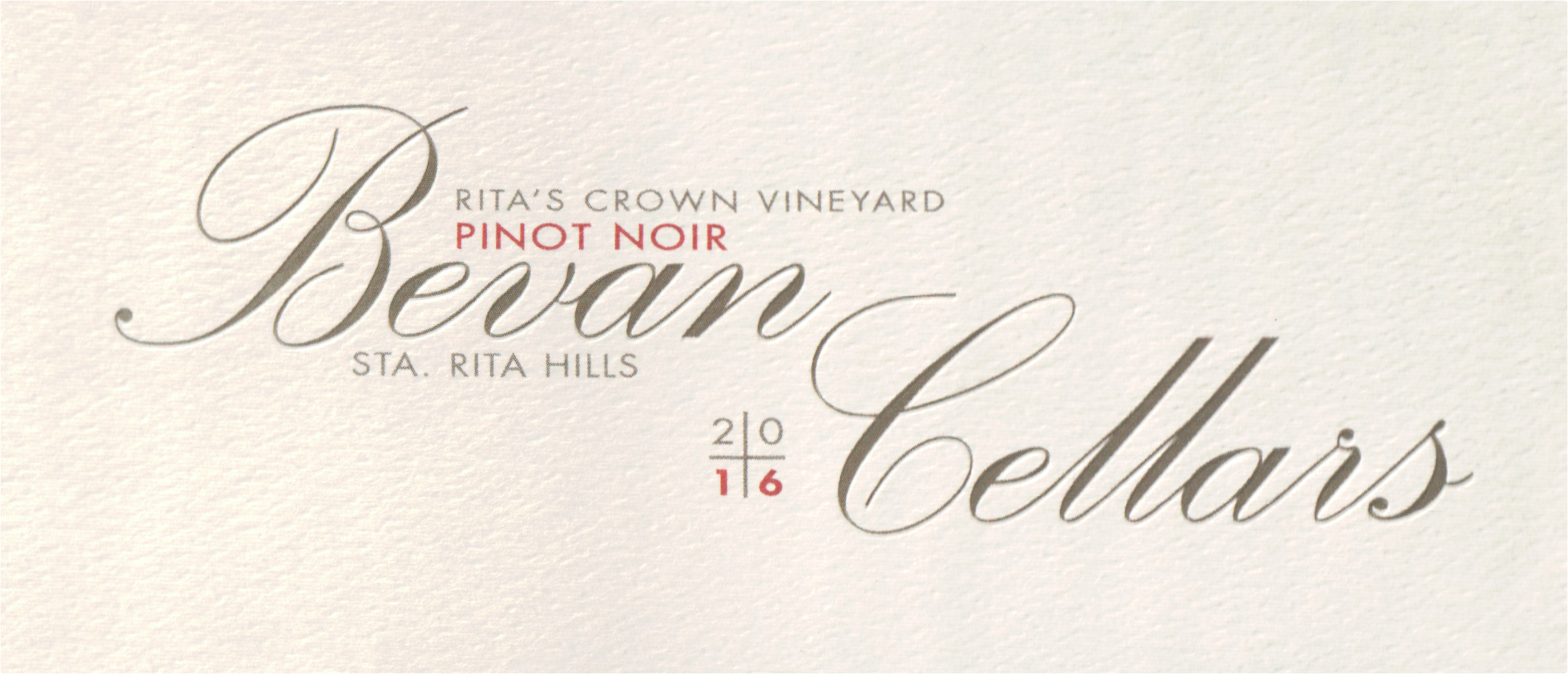 2016 Bevan Cellars Pinot Noir Rita's Crown Wine Library