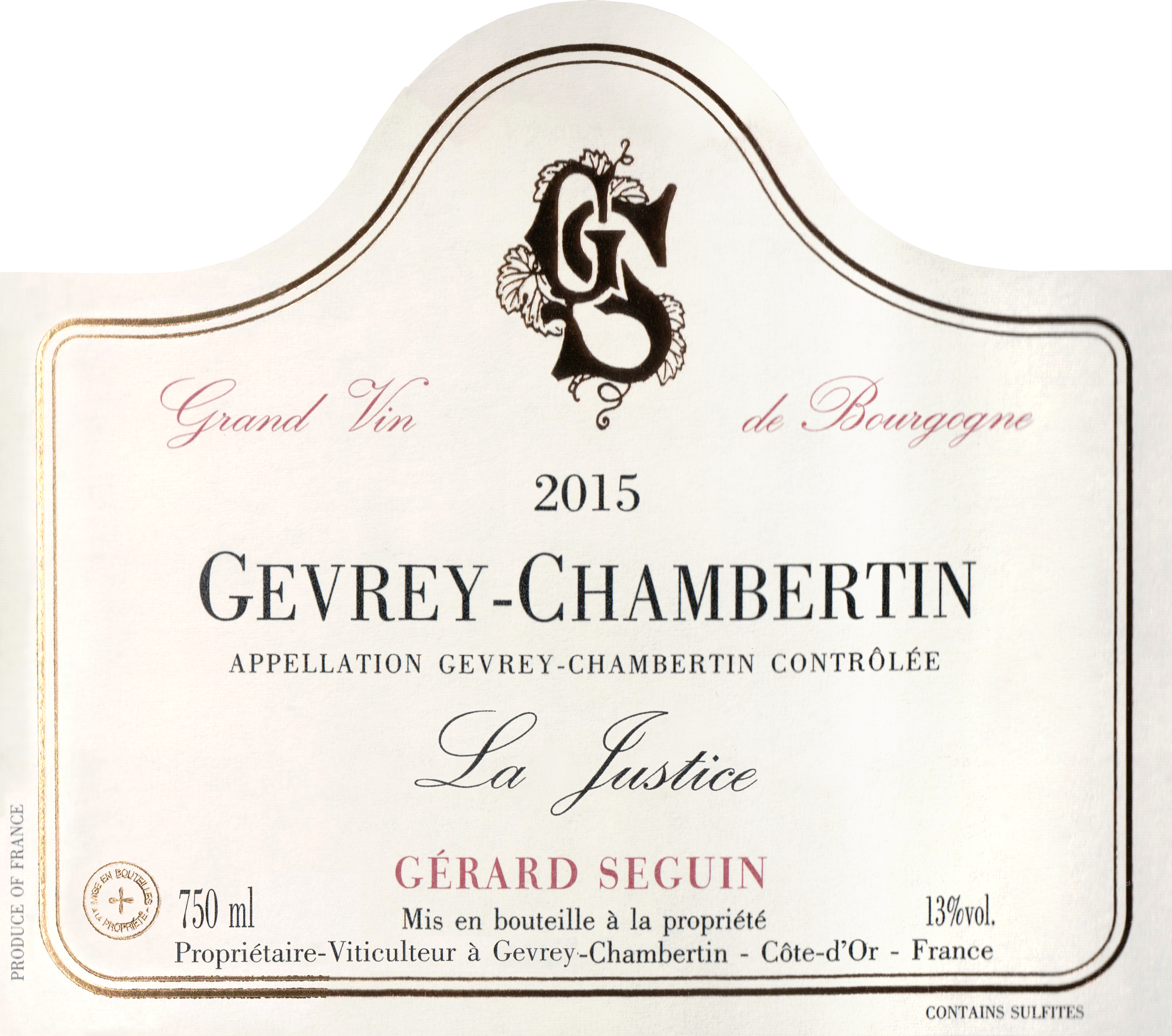 ワイン Gerard Seguin Gevrey Chambertin 2015 2015 Gérard Seguin Gevrey-Chambertin Vieilles Vignes