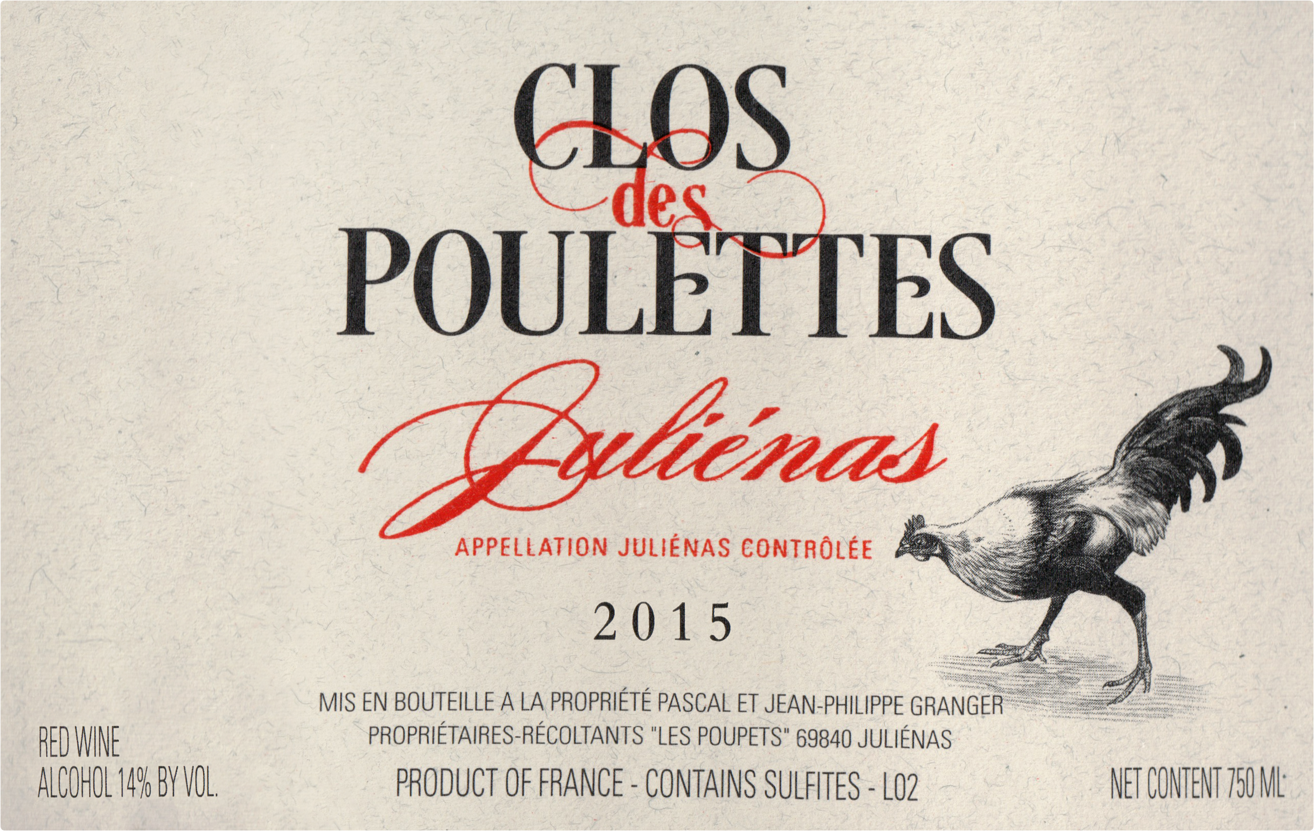 2015 Granger Clos Des Poulettes Julienas Wine Library