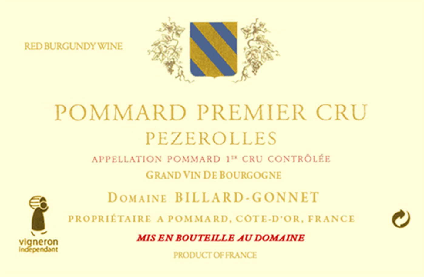 2016 Domaine Billard Pommard Pezerolles 1er Cru Wine Library