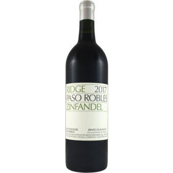 Bottle shot for 2017 Ridge Estate Zinfandel Paso Robles