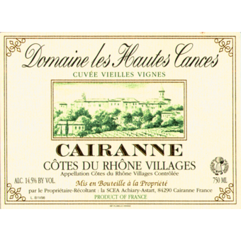 Label shot for 2015 Domaine Les Hautes Cances Cairanne Vv