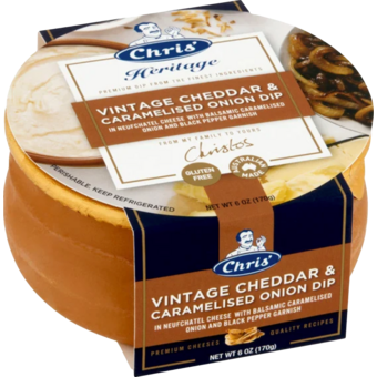 Bottle shot for  Heritage Vintage Cheddar + Onion Dip