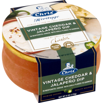 Bottle shot for  Heritage Vintage Cheddar + Jalepeno Dip