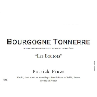 Label shot for 2021 Patrick Piuze Bourgogne Tonnerre Boutots