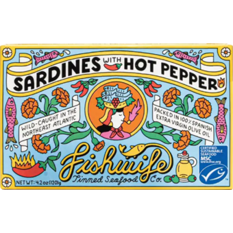 Bottle shot for  Fishwife Sardines W/Hot Pepper
