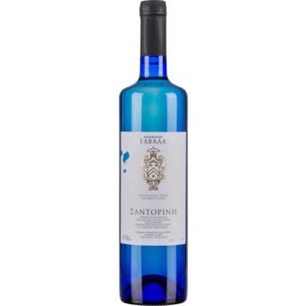 Bottle shot for 2023 Gavalas Assyrtiko Santorini Blue Bottle
