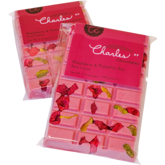 Bottle shot for  Charles Chocolates Ruby Raspberry Pistachio