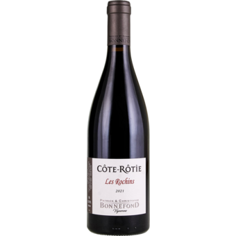 Bottle shot for 2021 Domaine Bonnefond Cote Rotie Les Rochains