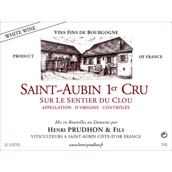 Label shot for 2022 Prudhon Saint Aubin 1er Cru Sur Le Sentier Du Clo