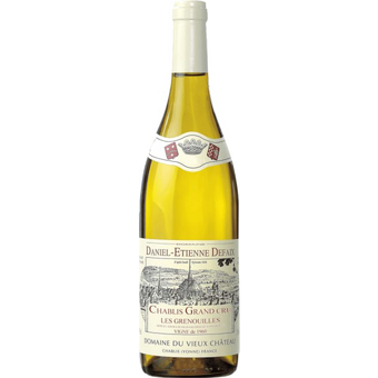 Bottle shot for 2013 Daniel Etienne Defaix Chablis Grand Cru "Les Grenouilles"
