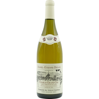 Bottle shot for 2013 Daniel Etienne Defaix Chablis Grand Cru "Les Grenouilles"