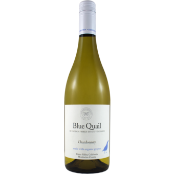 Bottle shot for 2023 Blue Quail Chardonnay Potter Valley   Organic