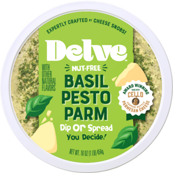 Bottle shot for  Delve Basil Pesto Parm Dip