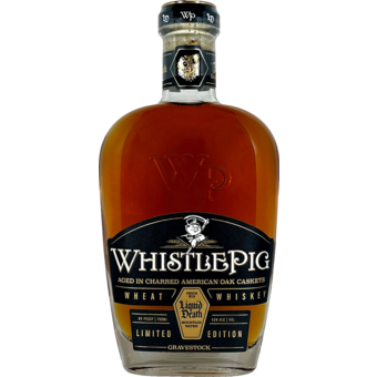 Bottle shot for  Whistlepig Liquid Death Gravestock Limited Edition Wheated Whiskey