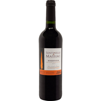 Bottle shot for 2022 Chateau Massiac Sentinelle Minervois Rouge