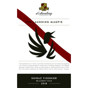 Label shot for 2018 D'arenberg Laughing Magpie Shiraz/Viognier