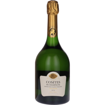 Bottle shot for 2014 Taittinger Blanc De Blancs Comtes De Champagne