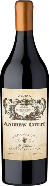 Bottle shot for 2022 Andrew Cotti St Helena Cabernet Sauvignon