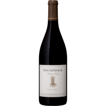 Bottle shot for 2023 Routestock Pinot Noir Sonoma Coast
