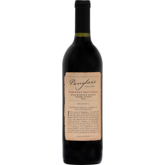 Bottle shot for 2021 Pangloss Cabernet Sauvignon Moon Mountain