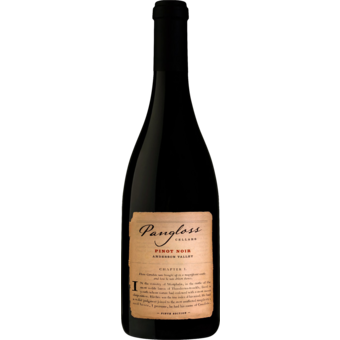 Bottle shot for 2022 Pangloss Pinot Noir Anderson Valley