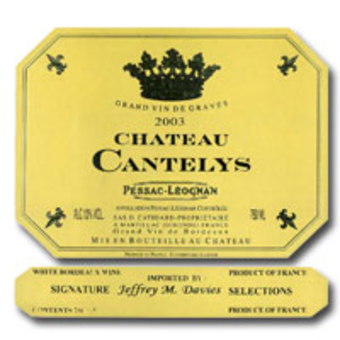 Label shot for 2003 Chateau Cantelys Blanc