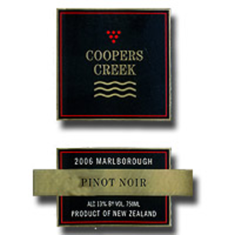 Label shot for 2006 Coopers Creek Pinot Noir