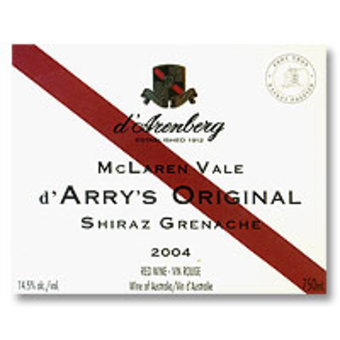 Label shot for 2004 D'arenberg D'arry's Original Shiraz/ Grenache