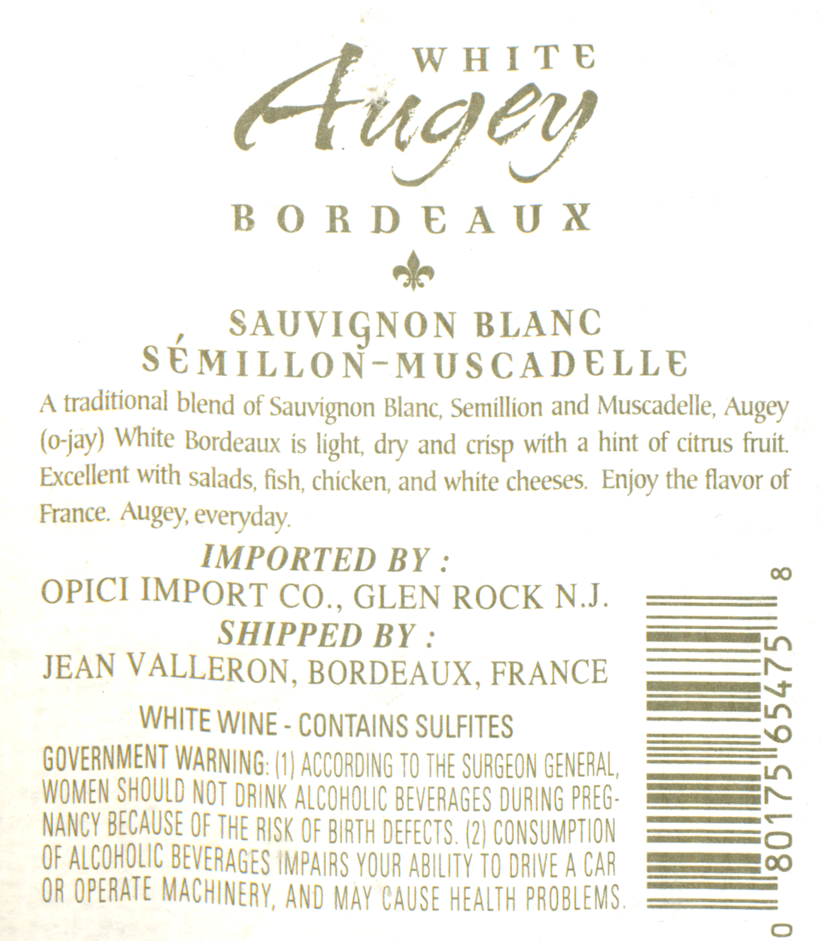 Augey White Bordeaux Wine Library