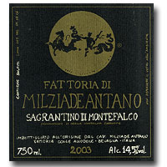 Label shot for 2003 Milziade Sagrantino Di Montefalco Rosso