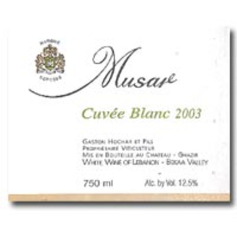 Label shot for 2003 Chat Musar Cuvee White
