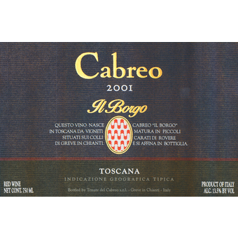 Label shot for 2001 Cabreo Toscana Il Borgo
