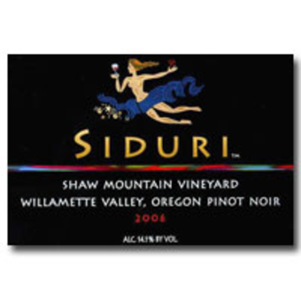 Label shot for 2006 Siduri Shaw Mt Pinot Noir