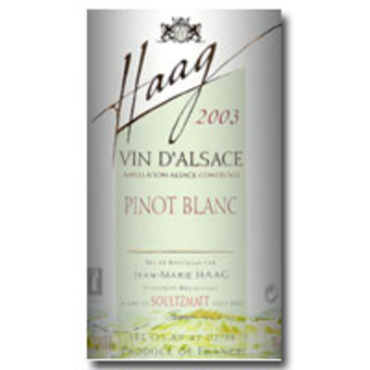 Label shot for 2003 Haag Pinot Blanc