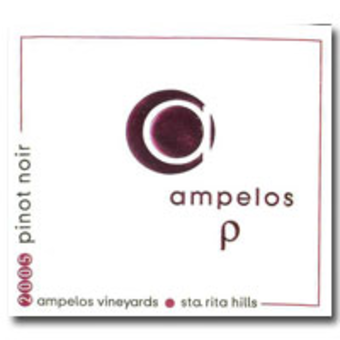 Label shot for 2005 Ampelos Pinot Noir Rho