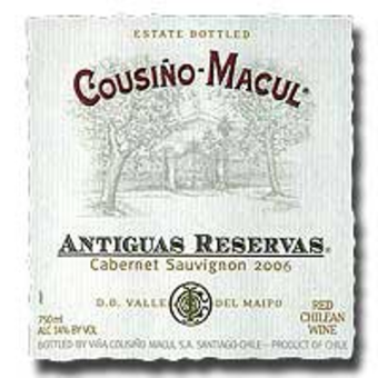 Label shot for 2006 Cousino Macul Antiguas Reserve Cabernet Sauvignon