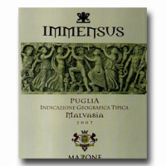 Label shot for 2007 Mazzone Immensus Malvasia
