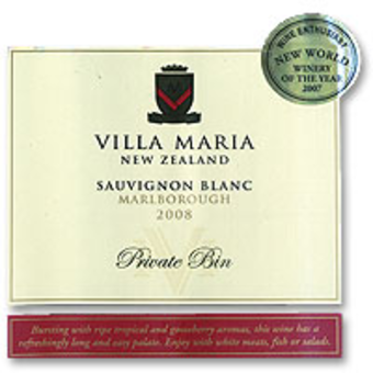 Label shot for 2008 Villa Maria Private Bin Sauvignon Blanc