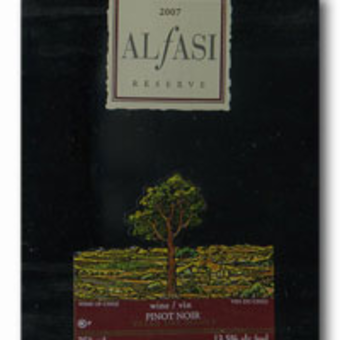 Label shot for  Alfasi Reserve Pinot Noir