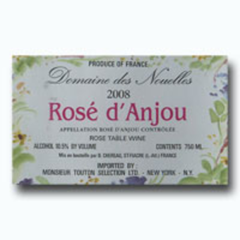 Label shot for 2008 Domaine Des Nouelles Rose