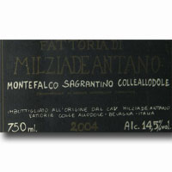 Label shot for 2004 Milziade Antano Collellodole Sagrantino Di Montefalco Rosso