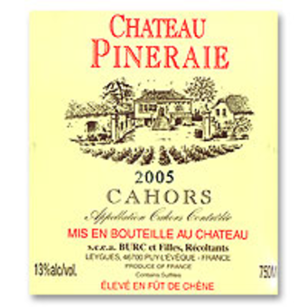 Label shot for 2005 Chateau Pineraie Cahors