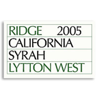 Label shot for 2005 Ridge Lytton West Syrah