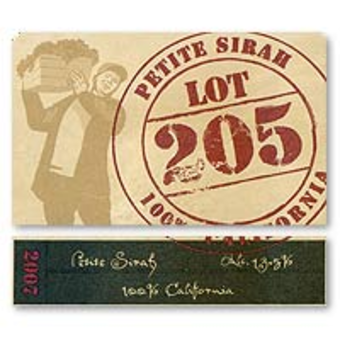 Label shot for  Lot 205 Petite Sirah