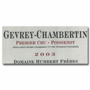 Label shot for 2003 Humbert Freres Poissenots Gevrey Chambertin