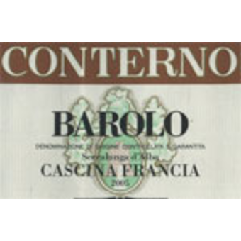 Label shot for 2005 Giacomo Conterno Barolo Cascina Francia