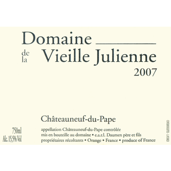 Label shot for 2007 Vieille Julienne Chateauneuf Du Pape