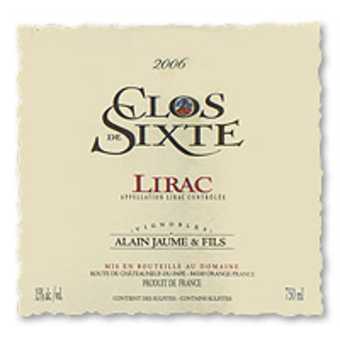 Label shot for 2006 Alain Jaume Lirac Clos De Sixte