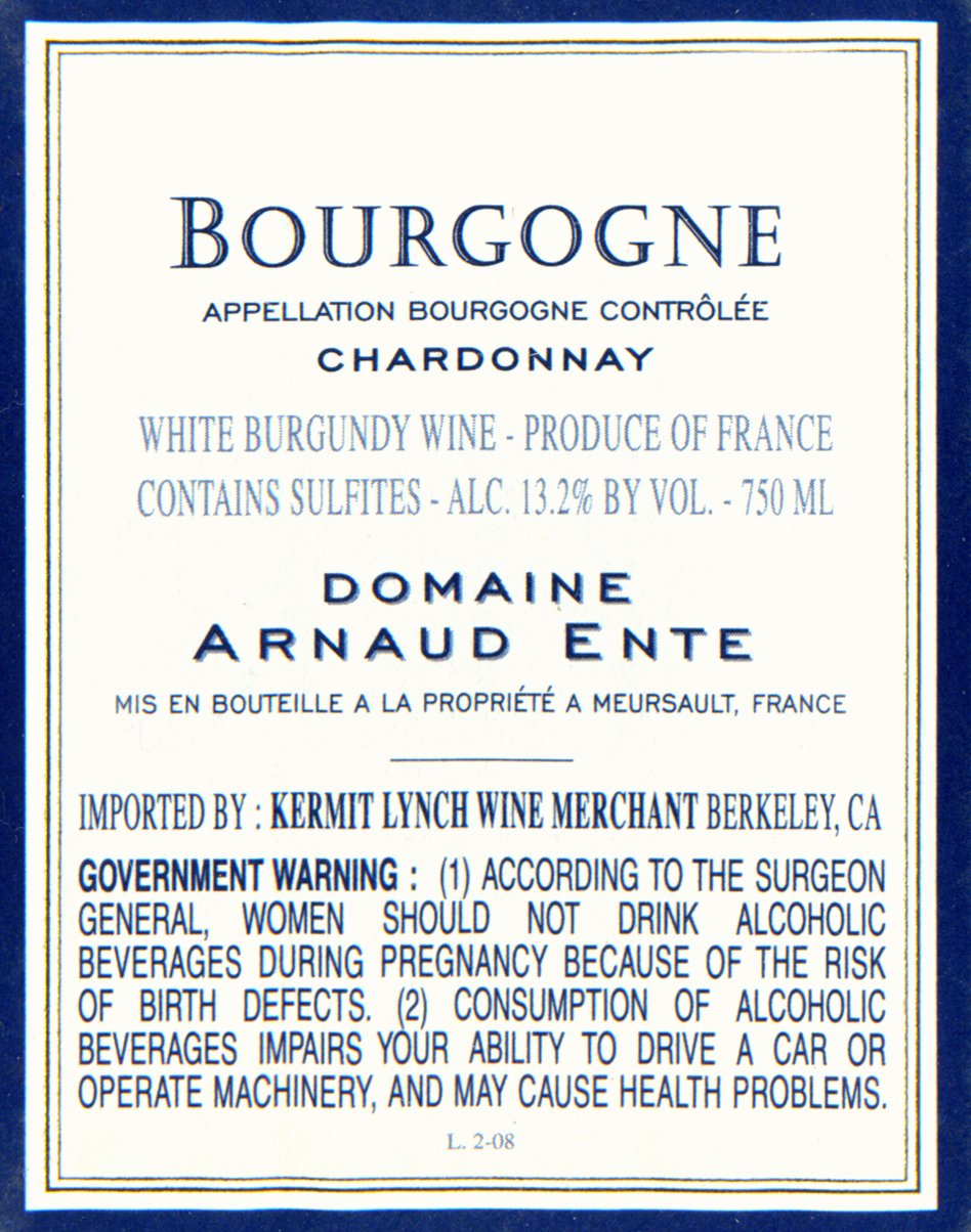 ワイン Arnaud Ente Bourgogne Chardonnay 2009 Arnaud Ente Bourgogne Chardonnay | Vivino US